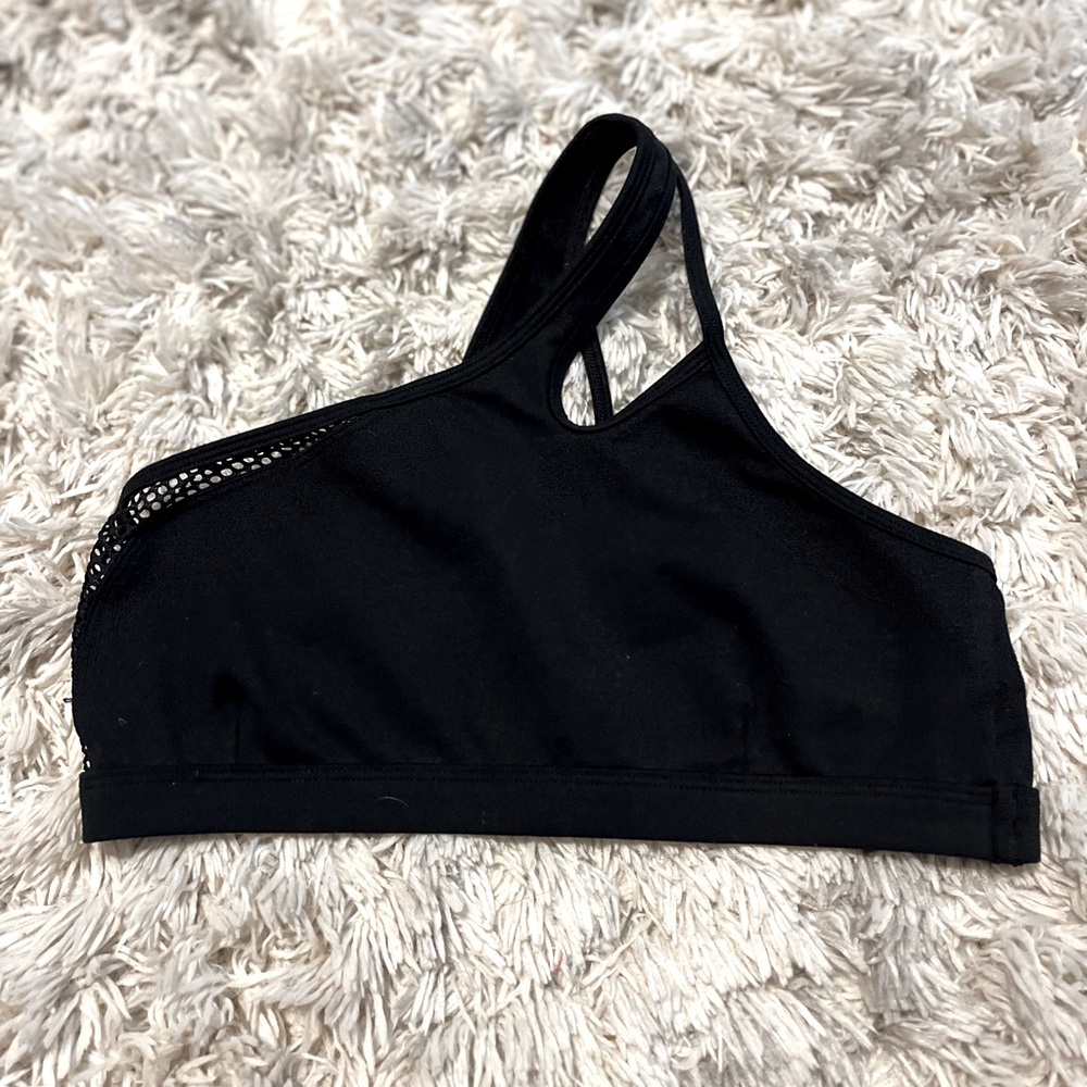 Bombshell Sportswear Asymmetrical Sports Bra in Black